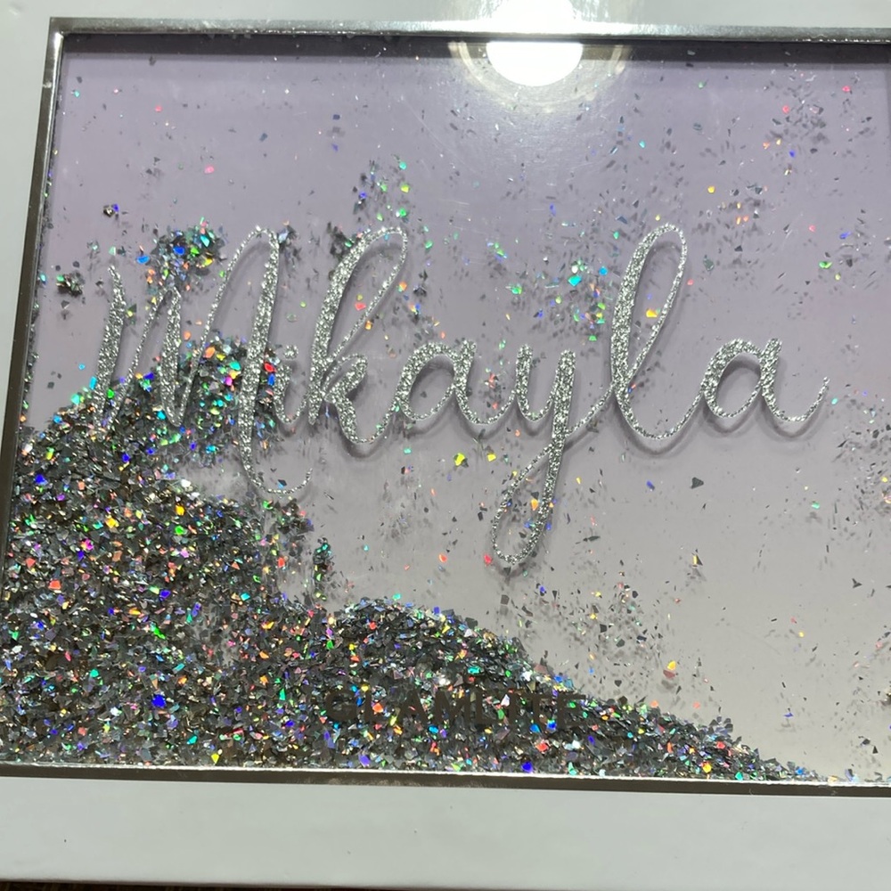 Custom Glitter Name Frame - Silver and Purple